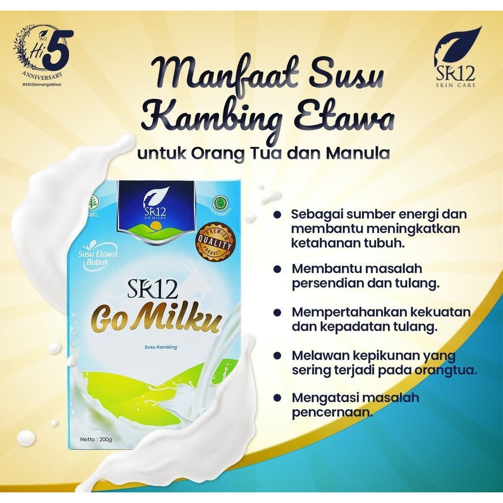 [TANPA GULA] Susu Kambing Etawa Bubuk GOMILKU SR12 GO MILKU BPOM Plus Madu Daun Kelor Ikan Gabus