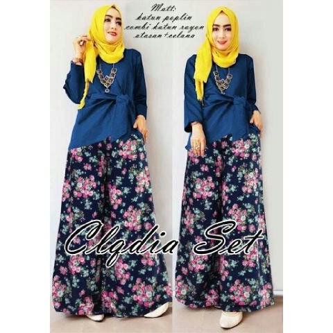DeltaRA Set Alodia Navy Fashion Muslim Setelan Busana Muslim Terbaru