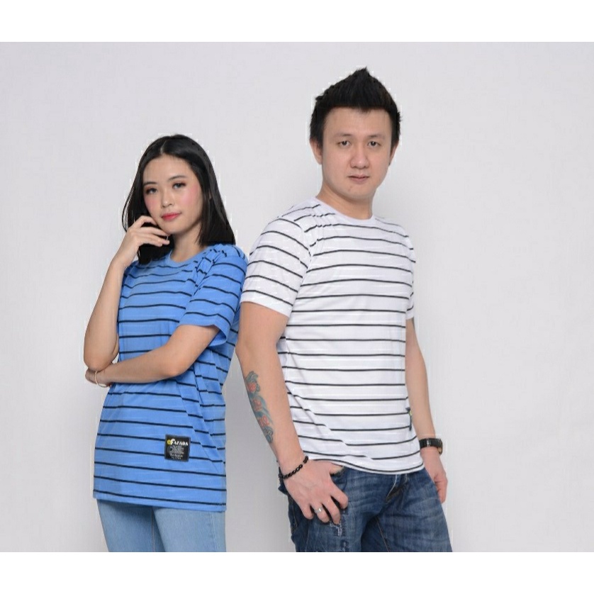 Noveli wear - Kaos polos stripe salur garis belang blaster pria dan wanita