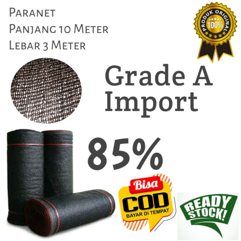 Jaring paranet 85% panjang 10 meter lebar 3 meter grade a kualitas import dengan anyaman segitiga le