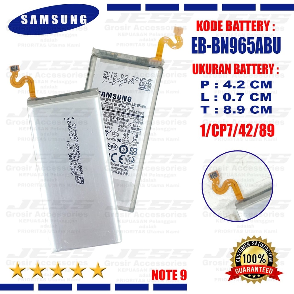 Baterai Battery Original SAMSUNG Galaxy NOTE 9 - Note9 - N9600 - N965 - N965F Kode Batre EB-BN965ABU