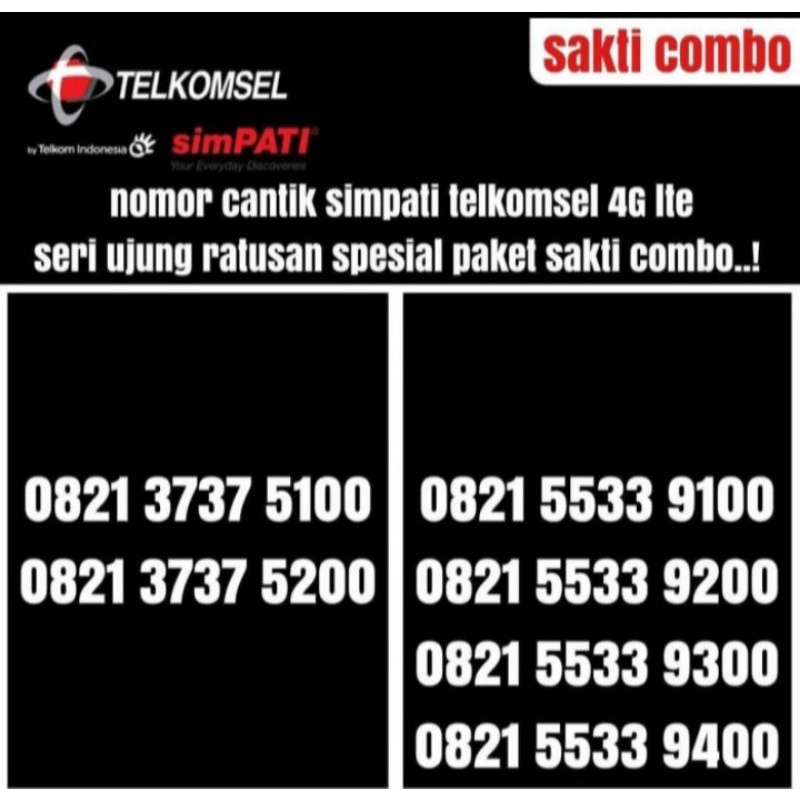 Nomer Cantik Telkomsel Combo Sakti Kartu Perdana Simpati 4G Nomor Cantik