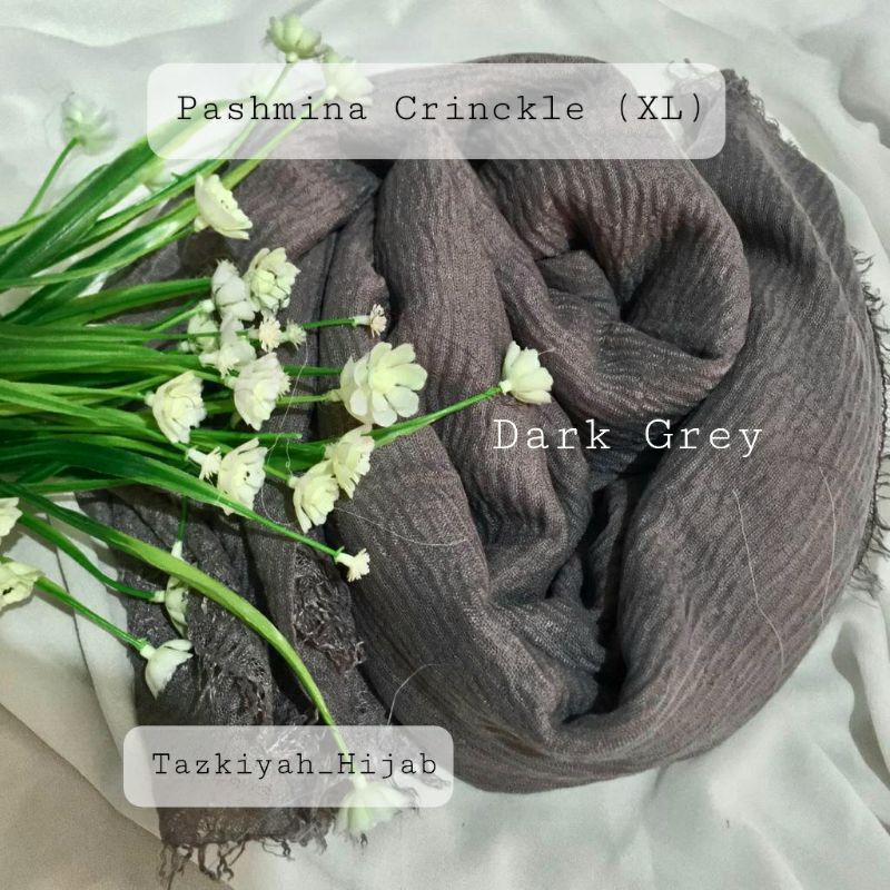 Pashmina Crinkle Shawl-Dark grey XL