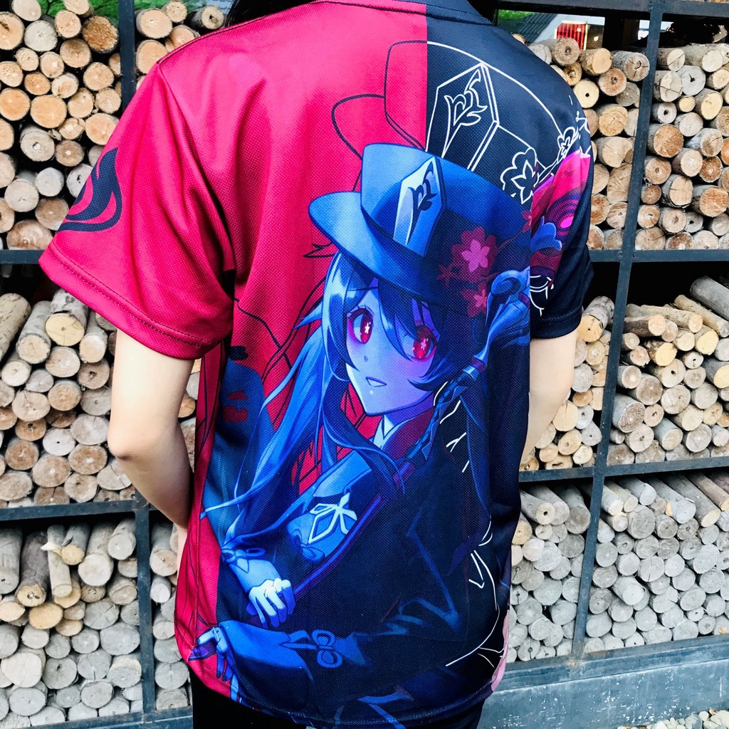 Jersey Hu Tao Two Tone Genshin Impact Waifu Sejuta Umat Anime Gaming Premium Unisex