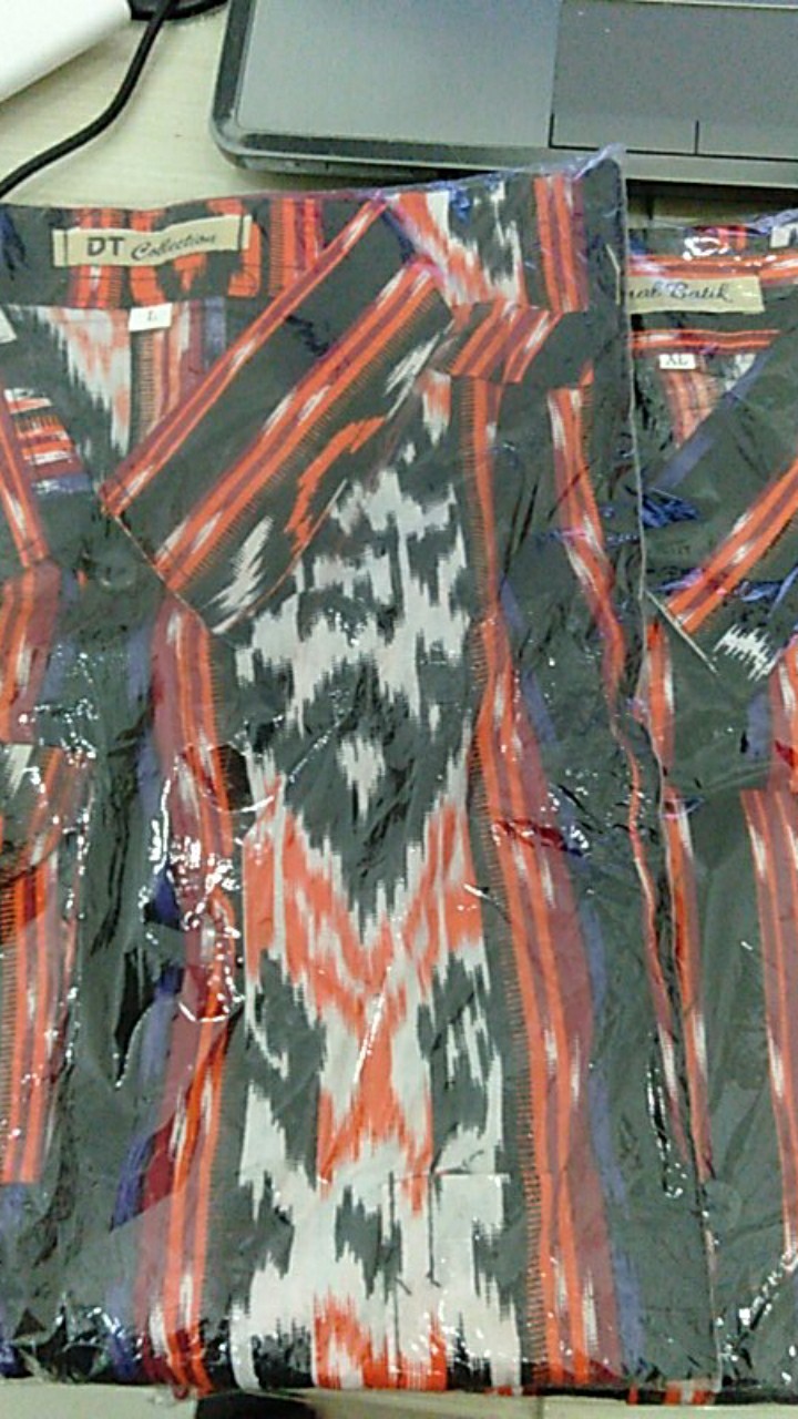 Dt Collection - Kemeja Kantor Batik Pekalongan Sogan Tenun Lurik Lengan Panjang