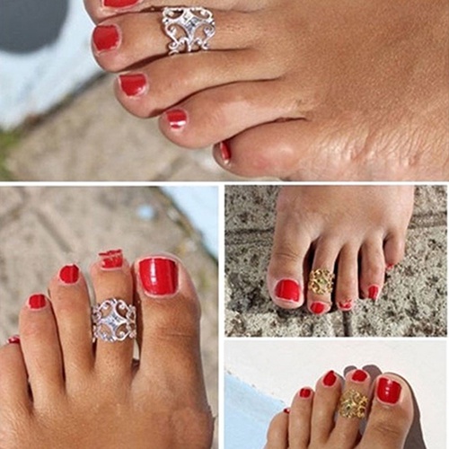 Hu Hu Hu Hu Hu Alat Bantu Pasang Kacamata♡ Cincin Jari Kaki Wanita Model Terbuka Hollow Adjustable Untuk Pesta / Pantai / Hadiah