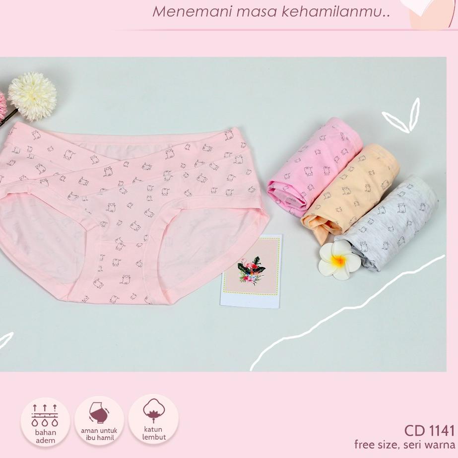 ✅HAPPY SHOPPING❤ Sorex Cd wanita Hamil Mini Motif/Corak Kucing Lucu Maternity Panty 1141 Freesize ha