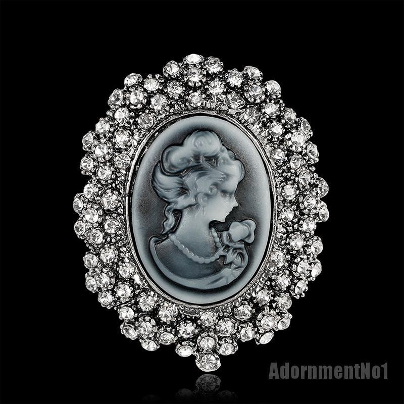 (Adornmentno1) 1pc Bros / Pin Gaya Victoria Motif Cameo Aksen Kristal Untuk Aksesoris Wanita / Pesta Pernikahan