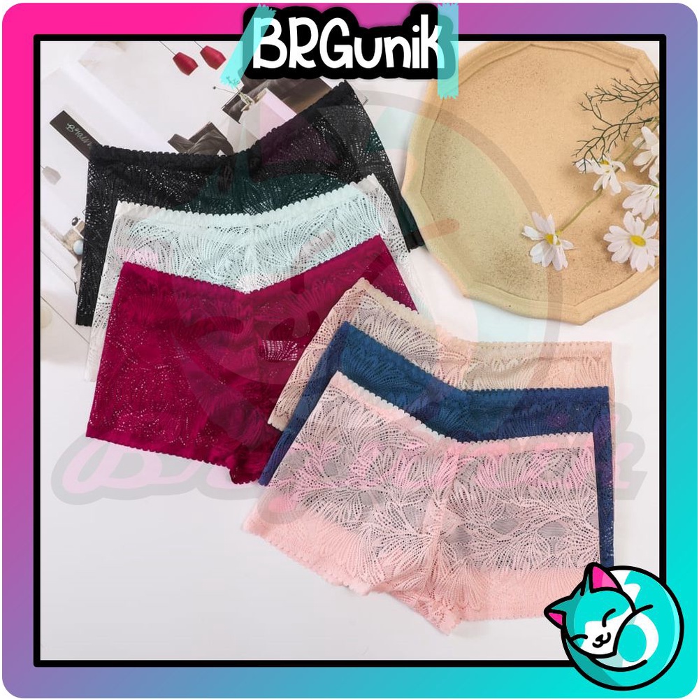 BRGUNIK Celana Dalam Wanita Briefs Elastis Celana Dalam Renda B086