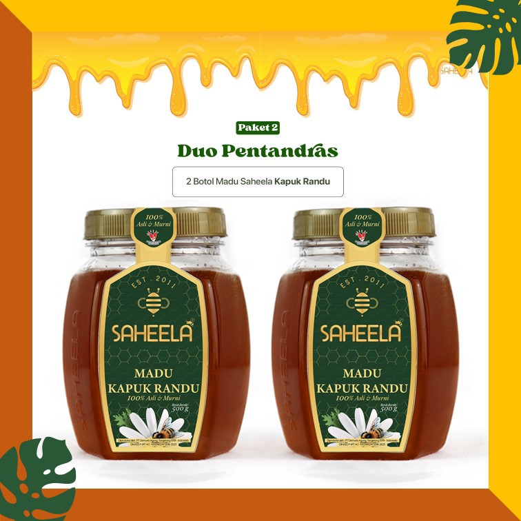 

Madu Saheela 500 gram paket 2 Botol Madu Asli Madu Murni Randu 100% Bergaransi Izin Dinkes P-IRT