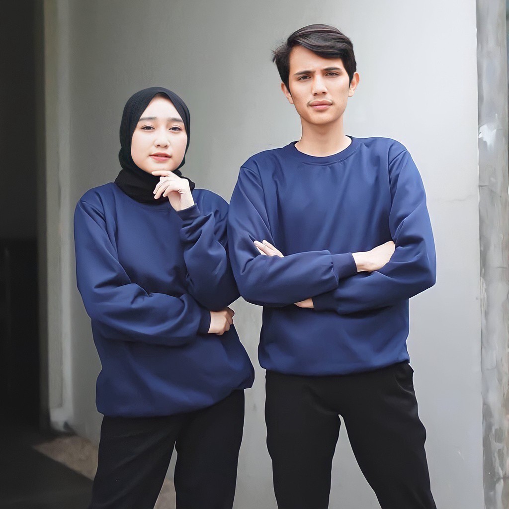 Sweater Crewneck Polos Pria Wanita Fleece Cotton