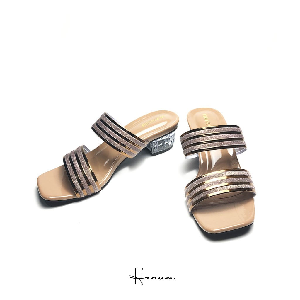 Hanum - Sandal Heels Tali Wanita Hak Tahu Kaca 3cm MH-001