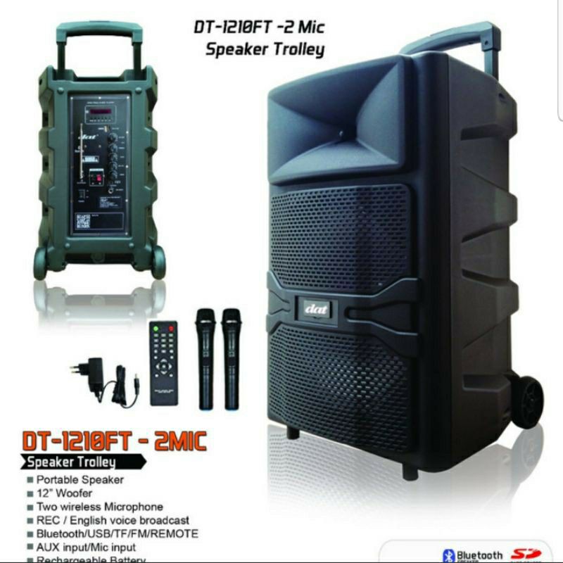 Speaker murah DAT 12 inch DT 1210 FT X2 (2 Mic Wirelles)(ANU/dt)