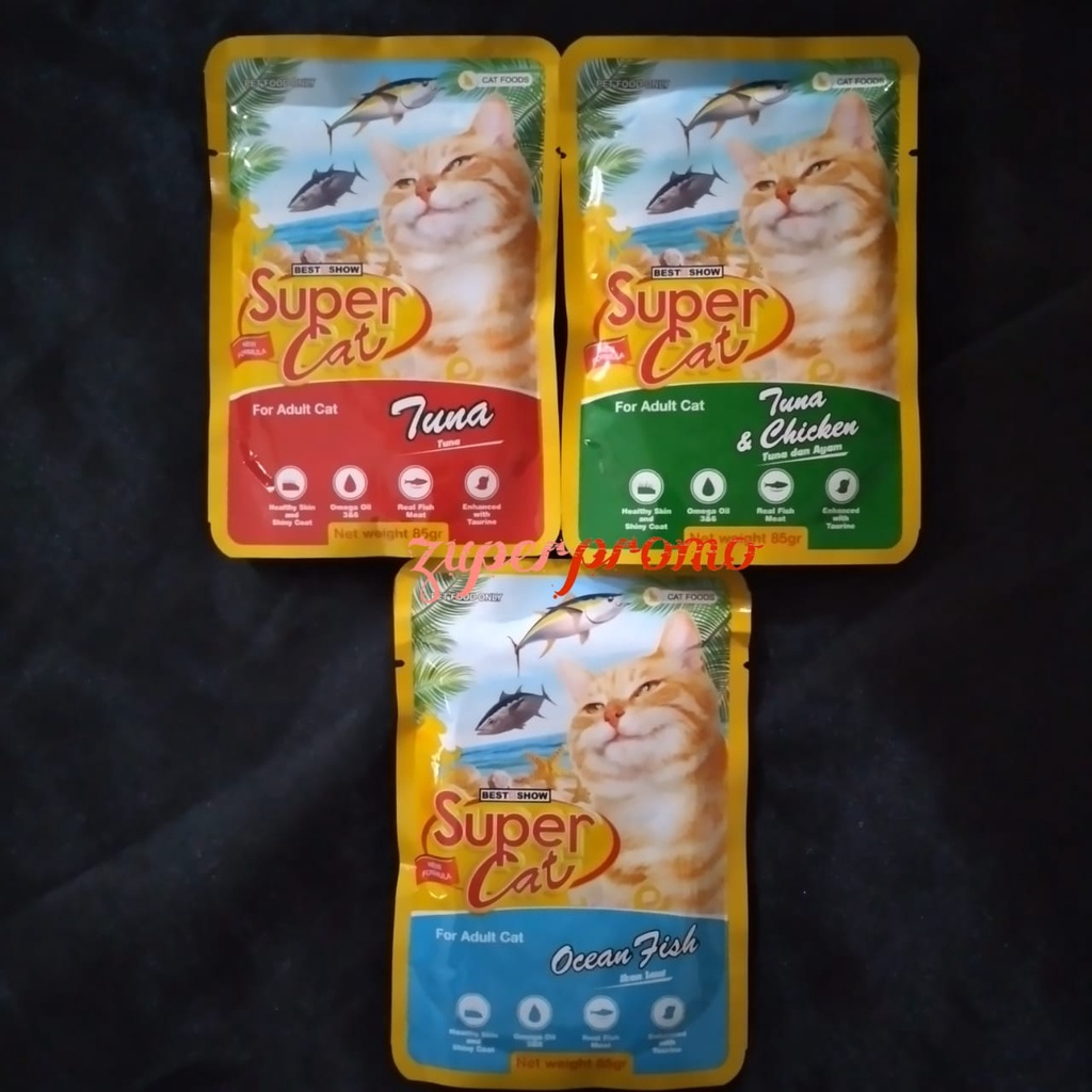 Super Cat Pouch Adult 85gr / Makanan Basah Kucing Dewasa / Super Cat Sachet Adult