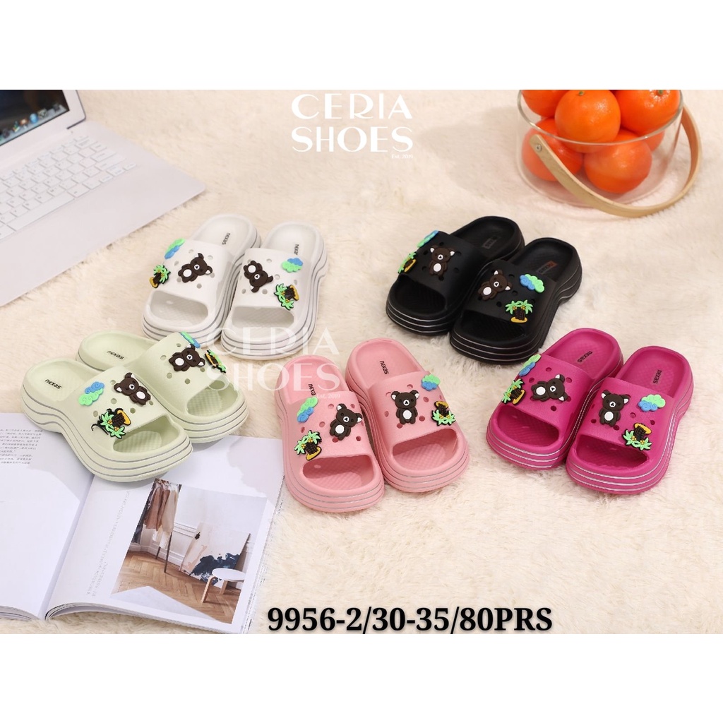 EVA Sandal Anak Perempuan Model Wedges Platform Bahan Ringan Empuk Lentur ELastis Motif Jibbitz Accesoris Lepas Pasang 9956-2