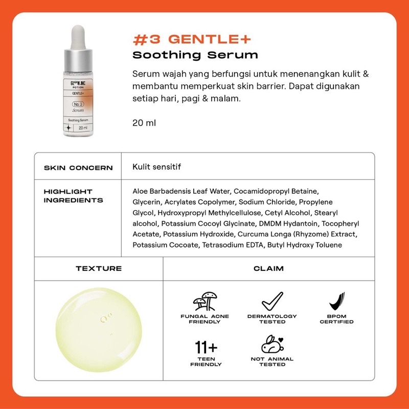 GLOWINC POTION GENTLE+ Indonesia / Soothing Chroma+ Bright Radiant Acnecore+ Clear AC Hydralive+ Moisture Lock Maintain+ Nutrient Skin Forever+ Pro Youth Seamless Cleanser Toner Essence Serum Ampoule Cream Moisturizer Mask Dark Spot Glow Inc Paket