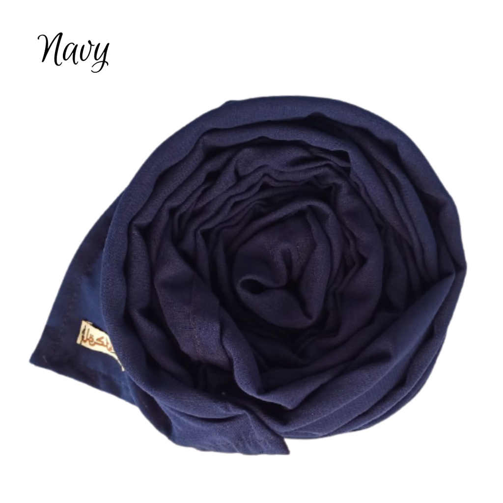 pasmina Wolfis Ukuran Panjang 200x75cm Jilbab Hijab Kerudung Pashmina jumbo premium-NAVY