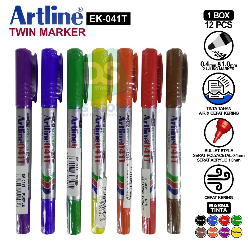 

Spidol Permanent Marker [Double Ujung 1.0 & 0.4 mm] 041T ARTLINE