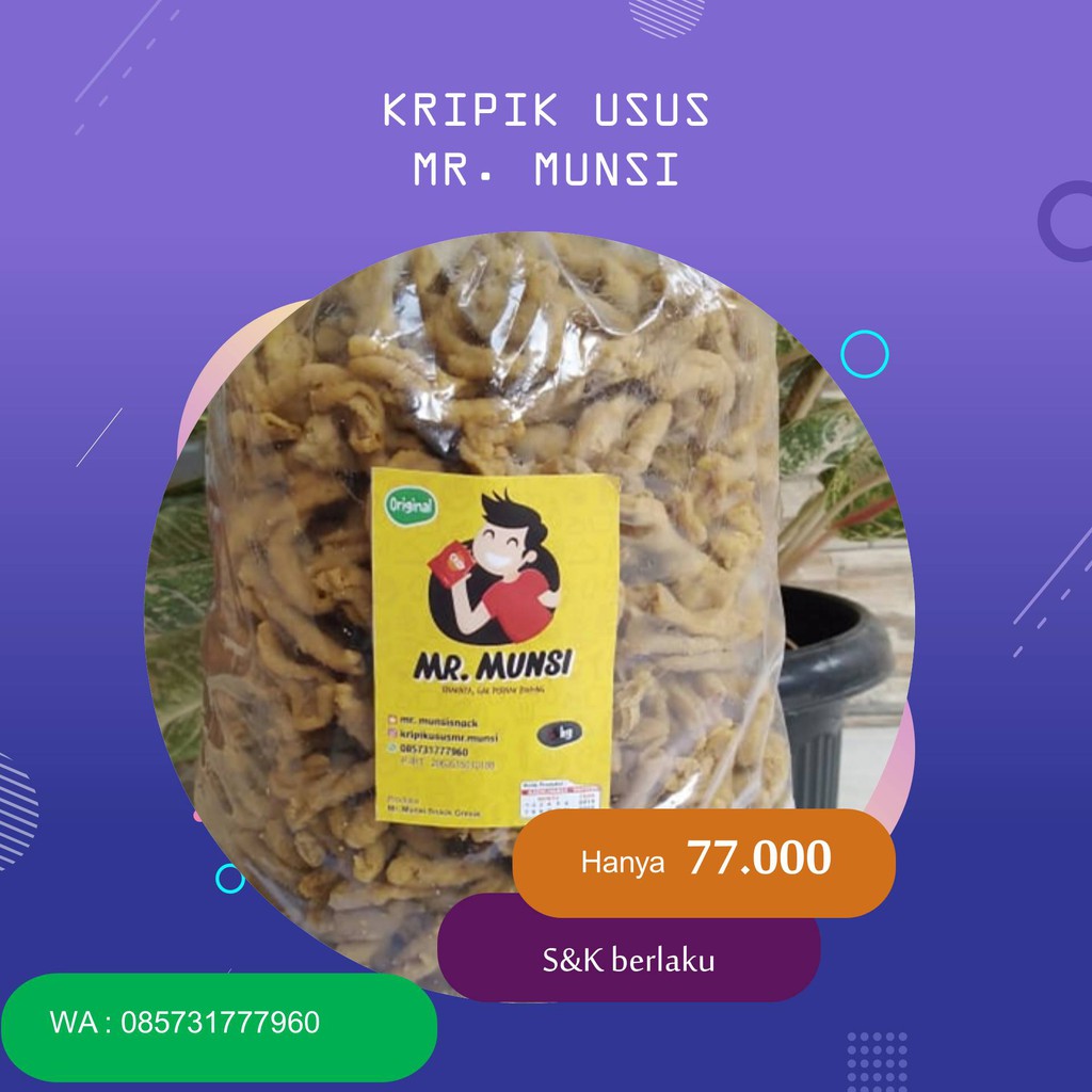 Keripik usus ayam 2 KG kripik usus ayam 2kg gurih renyah camilan kiloan cemilan kekinian