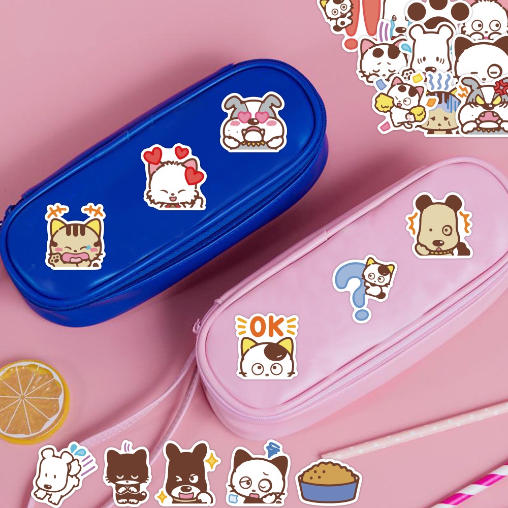 Kucing lucu stiker Duomo dan Jurnal bahan kartun ponsel case cangkir air Stiker anjing Xiao Zhang