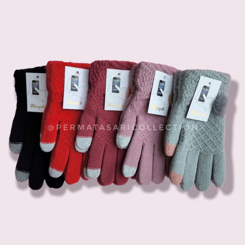 Sarung Tangan Pria Wanita Glove Women Men Gloves Touchscreen Winter Rajut Tebal Dewasa Remaja Pengendara Motor Biker Cuaca Musim Dingin Hangat Bahan Wol Wool Gunung Rusa Luar Negeri Import