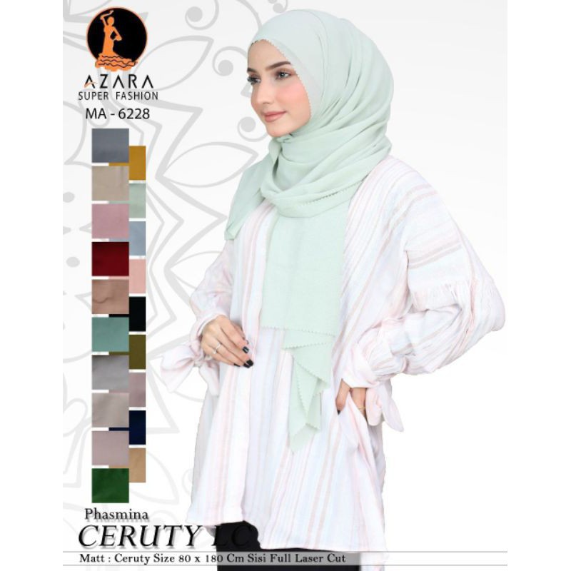 PASHMINA CERUTY UNO ORI AZARA LC LASER CUT PASMINA KERUDUNG HIJAB POLOS CERUTI RESELLER WELCOME