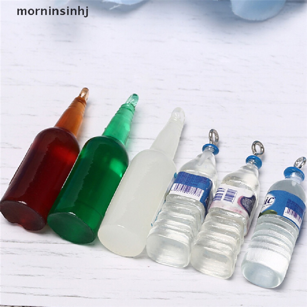 Mornin 10pcs Gantungan Kunci Bentuk Botol Bir Mineral Diy