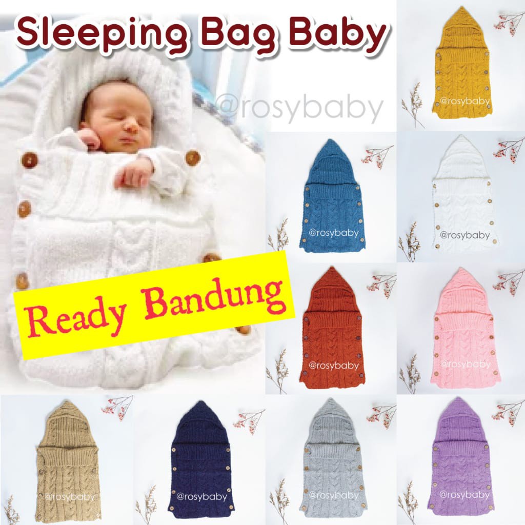 Sleeping Bag Rajut Selimut Bedong Bayi jaket rajut  knit jacket Hoodie bedong lembut Muslin Nerf