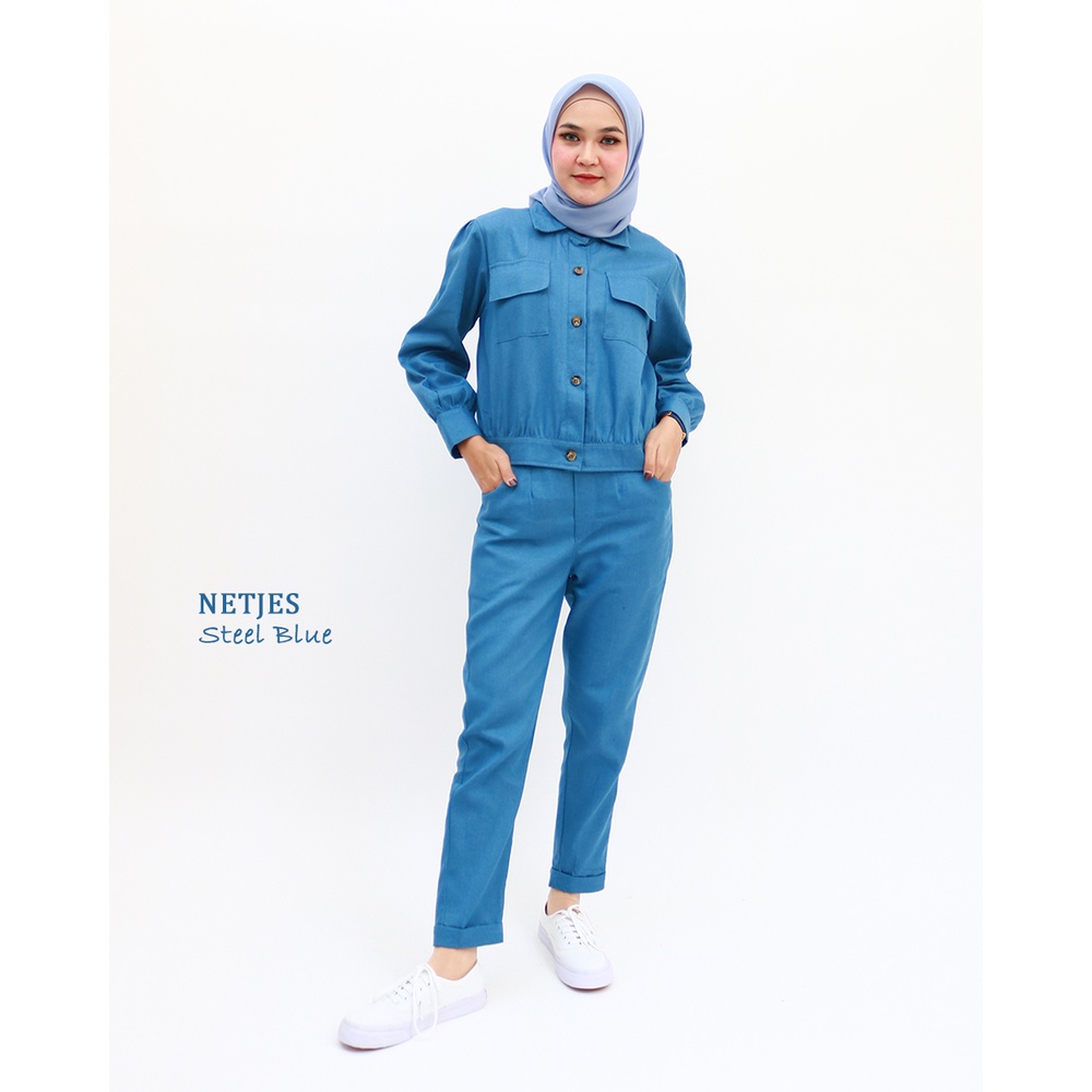 NETJES Semi Jeans-Celana Panjang Wanita by hijab mamah icis-Steel Blue