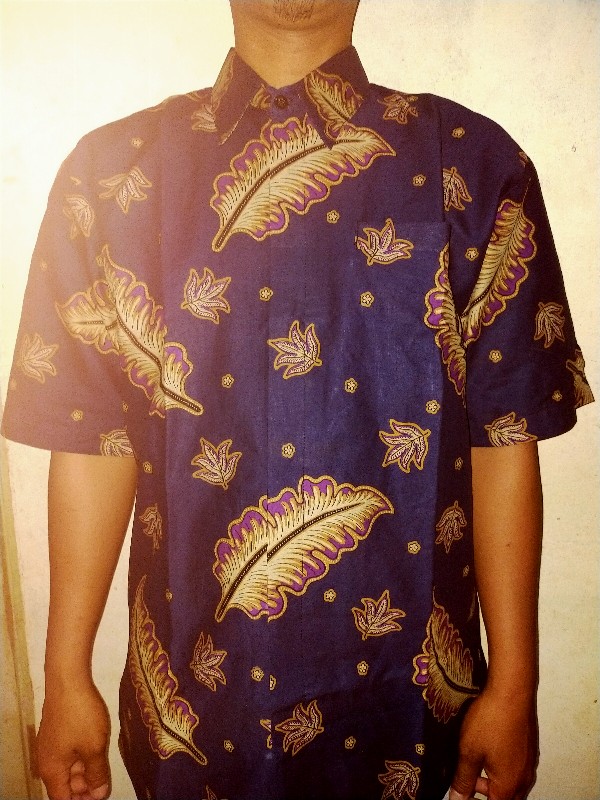 Ulu Kamulyan Navy Kemeja Batik Pria Bahan Batu Raden Lapis Furing
