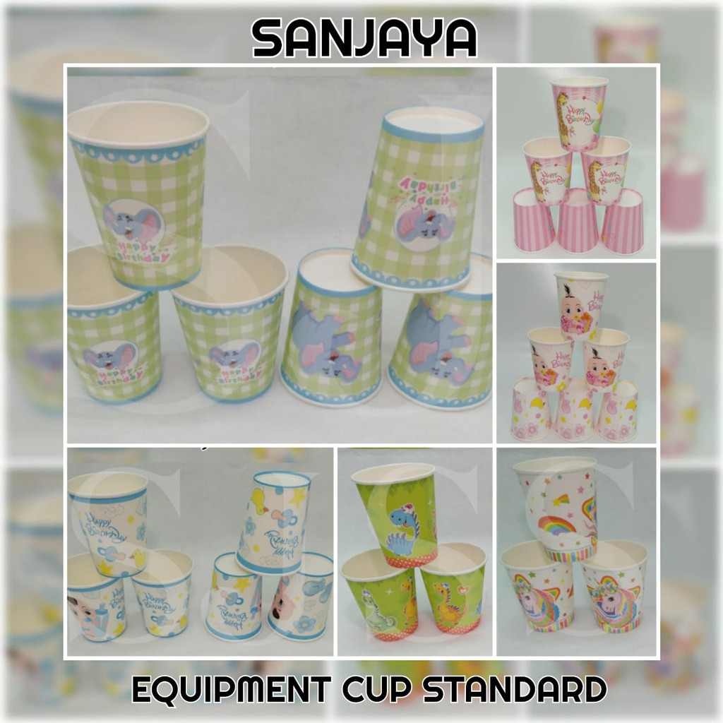 Paper Cup / Gelas Kertas Motif / Gelas Ulang Tahun / Equipment Cup Standard