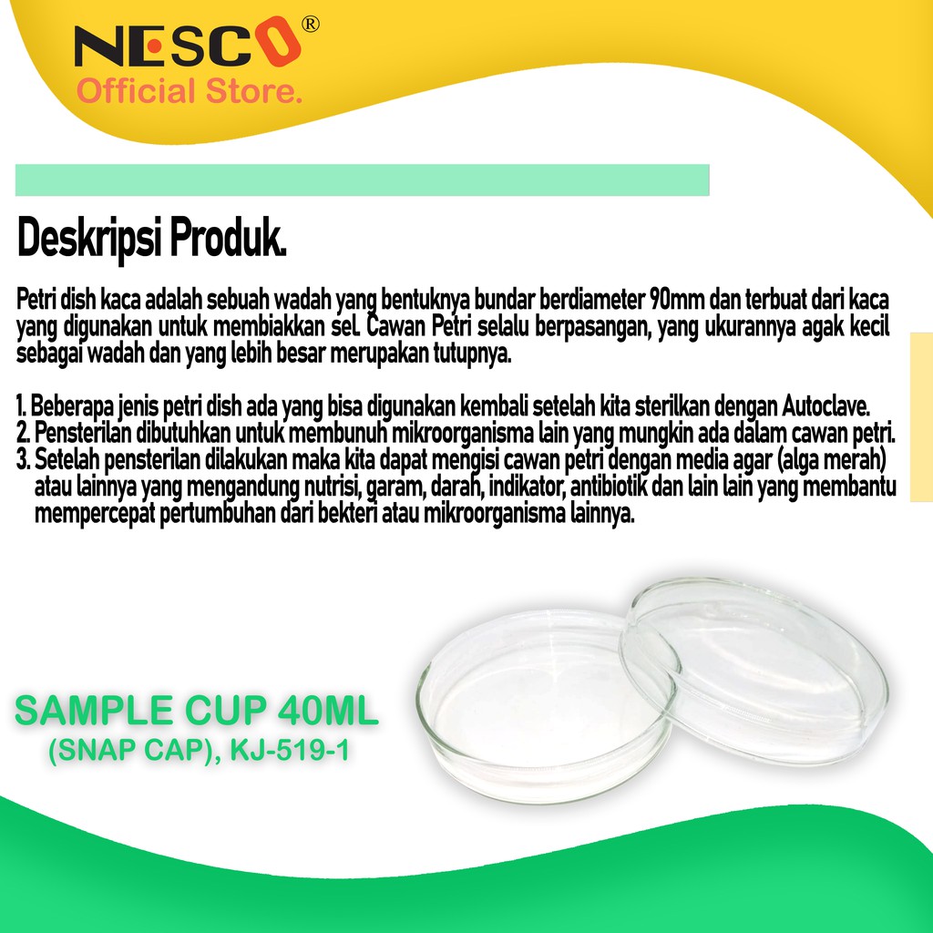 Nesco Petridish Kaca 90-150mm, 1-2ROOMS, 10pcs/bag, SM