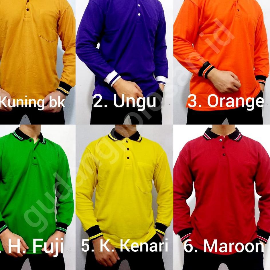 ➯ Kaos Polo - Polo Shirt - Kaos Kerah GP Lengan Panjang - Coklat Muda ♪