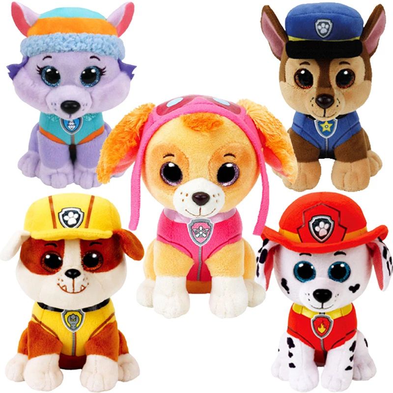 15cm Mainan Paw Patrol Dog Plush Toy Figure Stuffed Animals Doll Marshall Rubble Chase Rocky Boneka