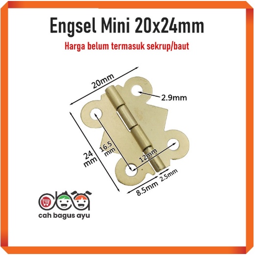 Engsel Kupu Mini 90 Derajat Engsel Kecil Ukuran 2cm Gold Ring Box Kotak Mahar Seserahan