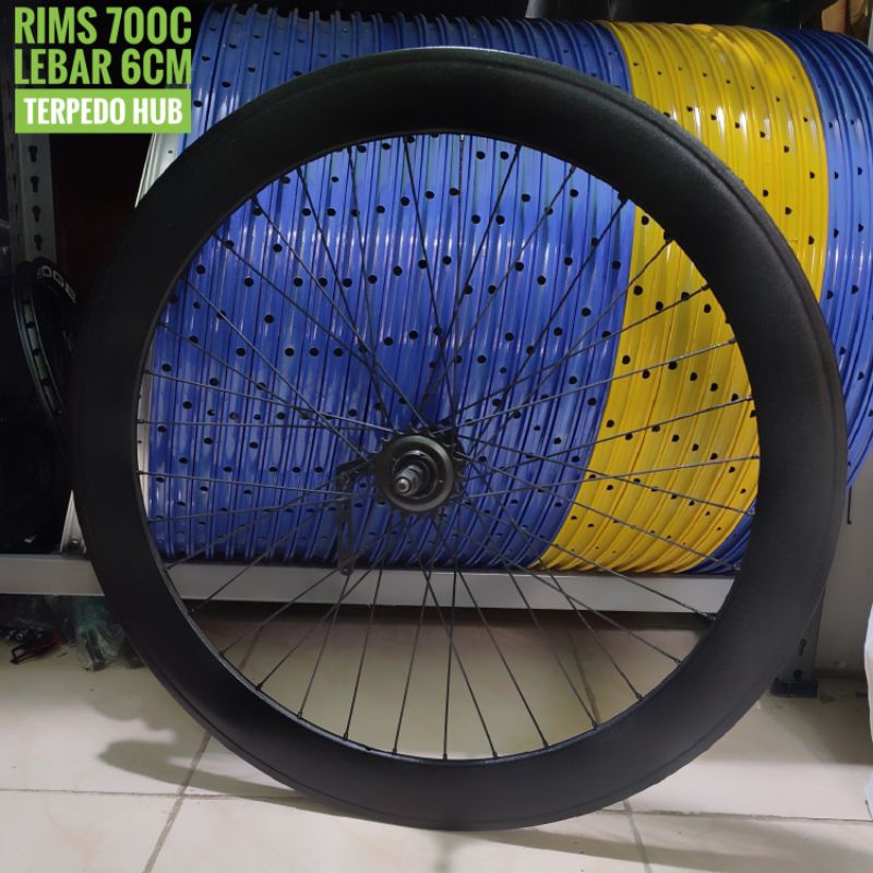 Wheelset Fixie Belakang Terpedo - Wheelset Custom Torpedo Velg Velg 6cm Rims 6cm  Velg Fixie.Balap