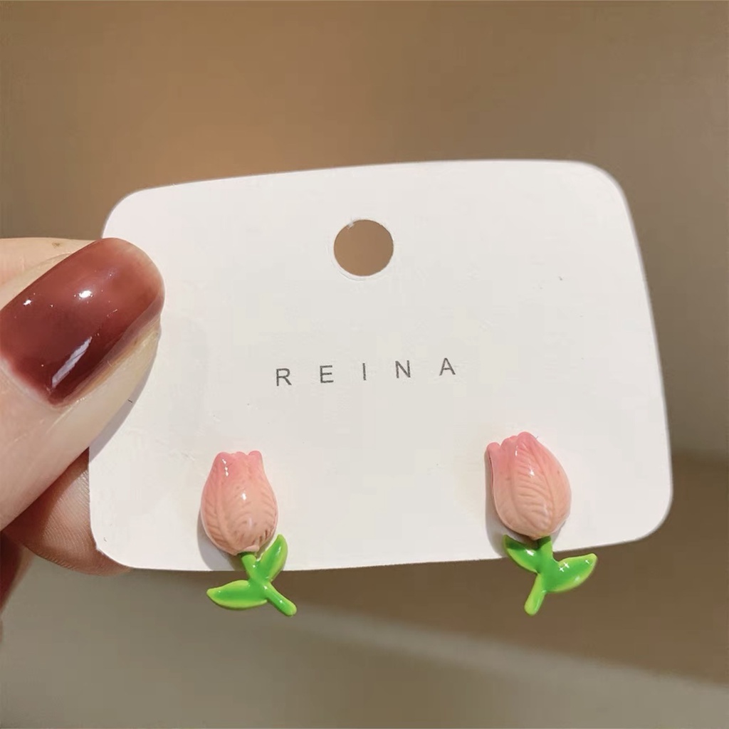 Anting Stud Bentuk Bunga Tulip Mini Gaya Korea Untuk Wanita