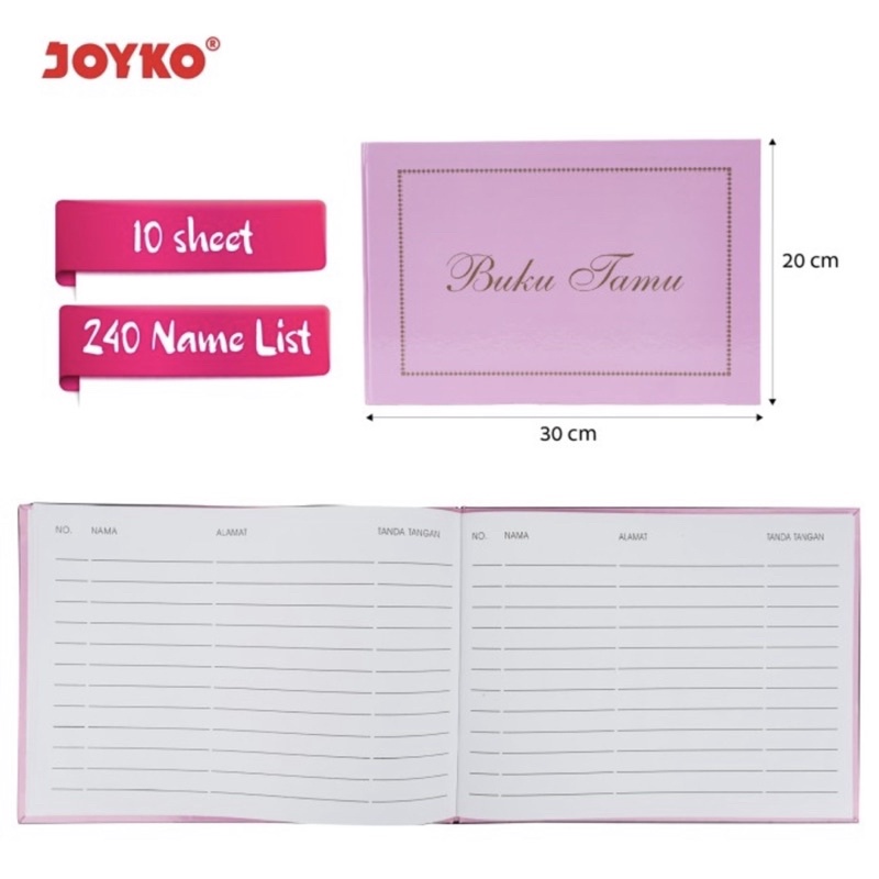 ( 1 Buku 10 Lembar ) JOYKO GUEST BOOK - BUKU TAMU DAFTAR UNDANGAN PINK BATIK MOTIF 240 - 320 UNDANGAN