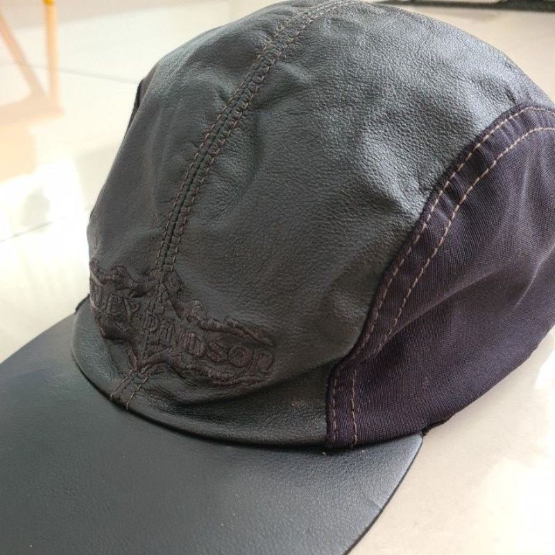 Topi Original Harley Davidson Kombinasi Leather dan Fabrik