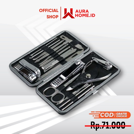 Nail Art Set Gunting Kuku Manicure Pedicure 19 PCS / Set Gunting Kuku Lengkap Potong Kuku Lurus Lanc