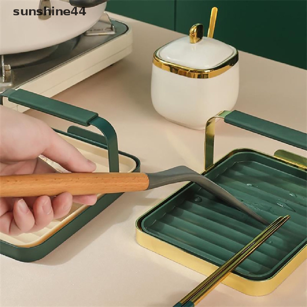 Sunshine Rak Holder Tutup Panci / Sendok Bahan Silikon Warna Emas Gaya Nordic