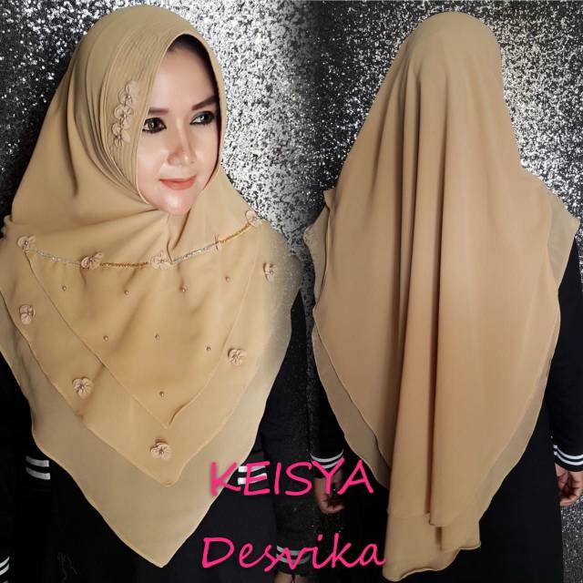 Jilbab Khimar instan / Khimar ceruty 2 layer dengan tambahan bunga dan mutiara