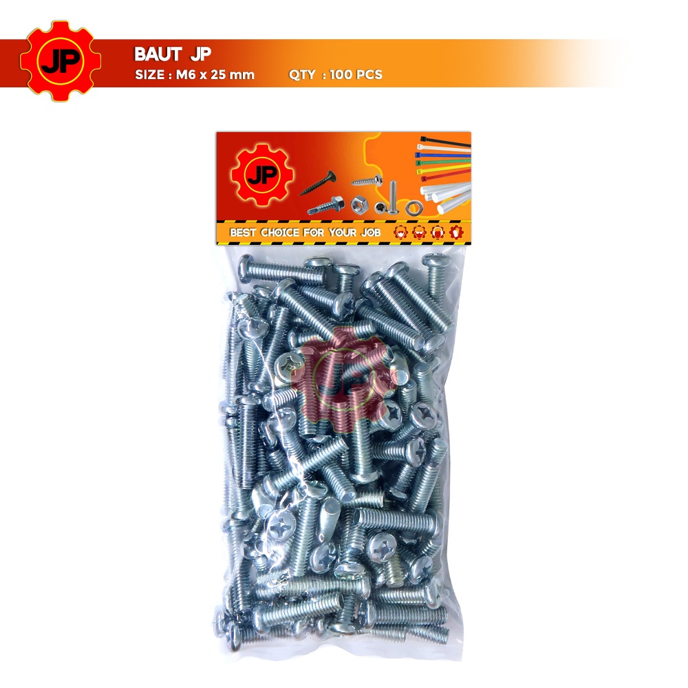BAUT JP M 6 x 25 MM - SEKRUP SKRUP BAUT JP 6x25 M6 x 25 ISI 100 PCS