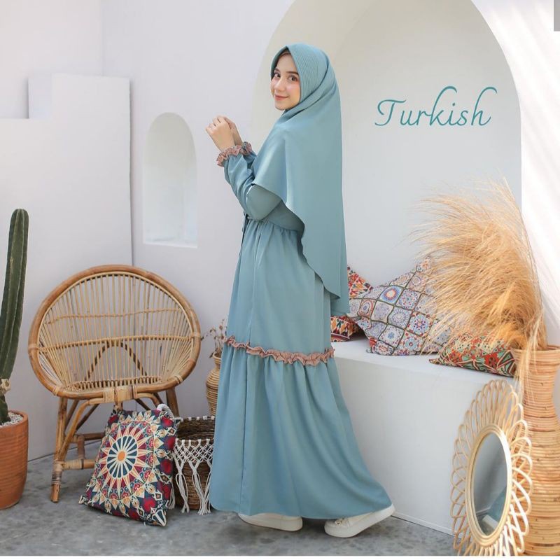 Gamis Set Hijab Jumbo Ld 120 130 140 HANIYAH SYARI S M L XL XXL 3XL 5L Gamis Set Khimar Wanita Murah