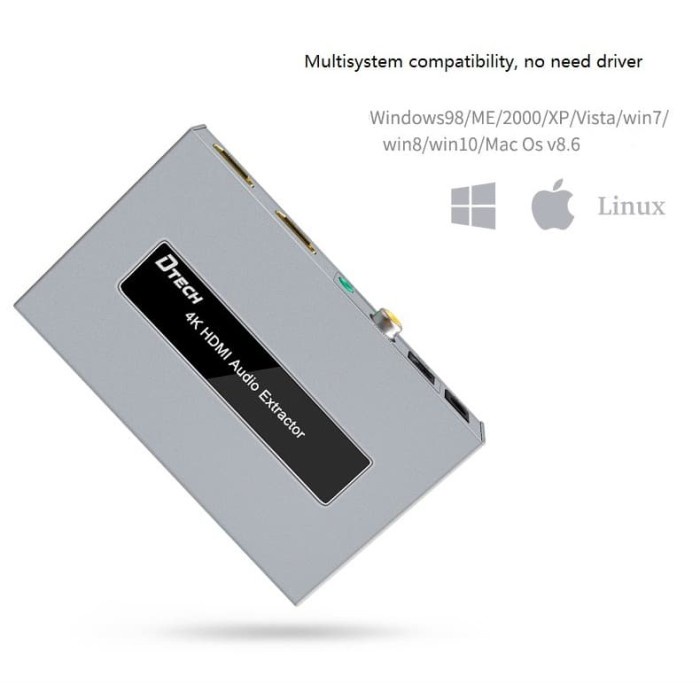 HDMI Audio Extractor 4K - HDMI to HDMI + Audio (Win 7,10,Mac,Linux)