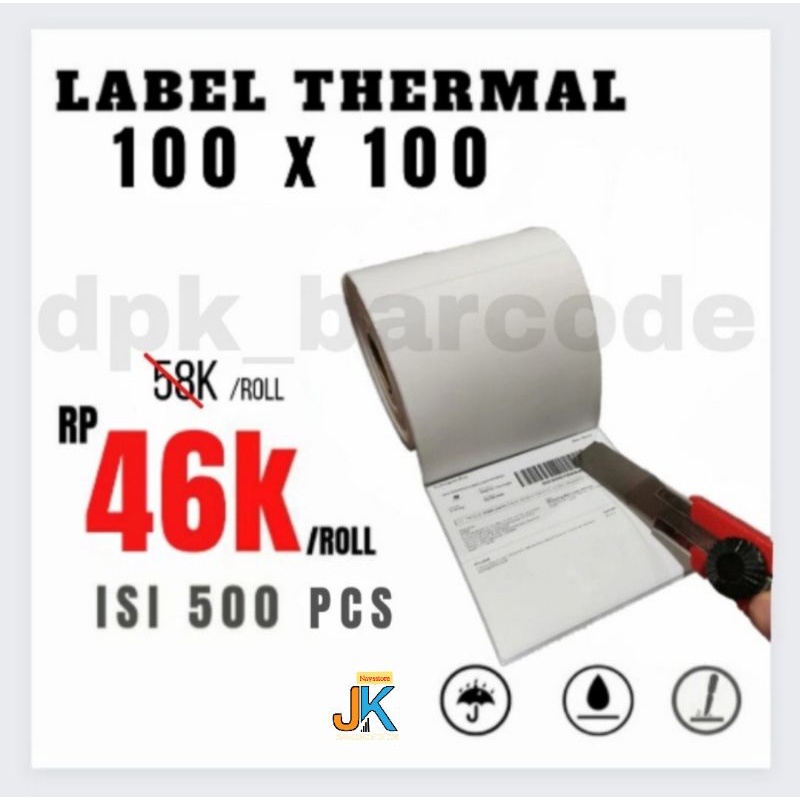 

kertas thermal 100x100 isi 500 pcs, label barcode, thermal label 100x100, kertas label 100x100