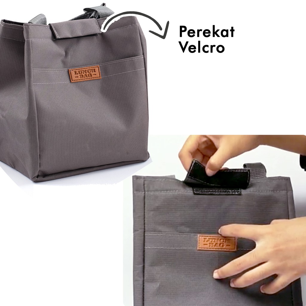 Tas Bekal Makanan Lunch Bag Polos Perekat Cooler Bag Aluminium Foil Lunch Box Set Tempat Kotak Makan