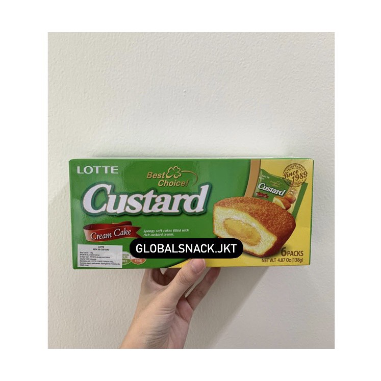 

[PACK= ISI 6PC] Lotte Cream Cake Isi Custard 138g - Custard Korean Cakes