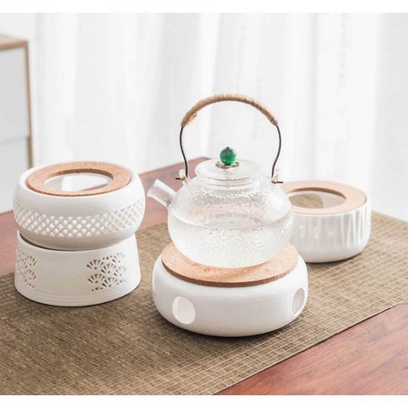 Tatakan Pemanas Teko Teh Kopi Teapot Warmer Ceramic Putih 4