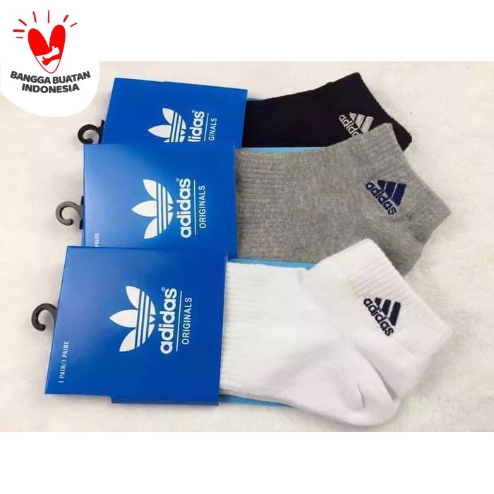 Kaos Kaki Adidas  Polos  Pria Wanita  Pendek Tebal Motif Anti 